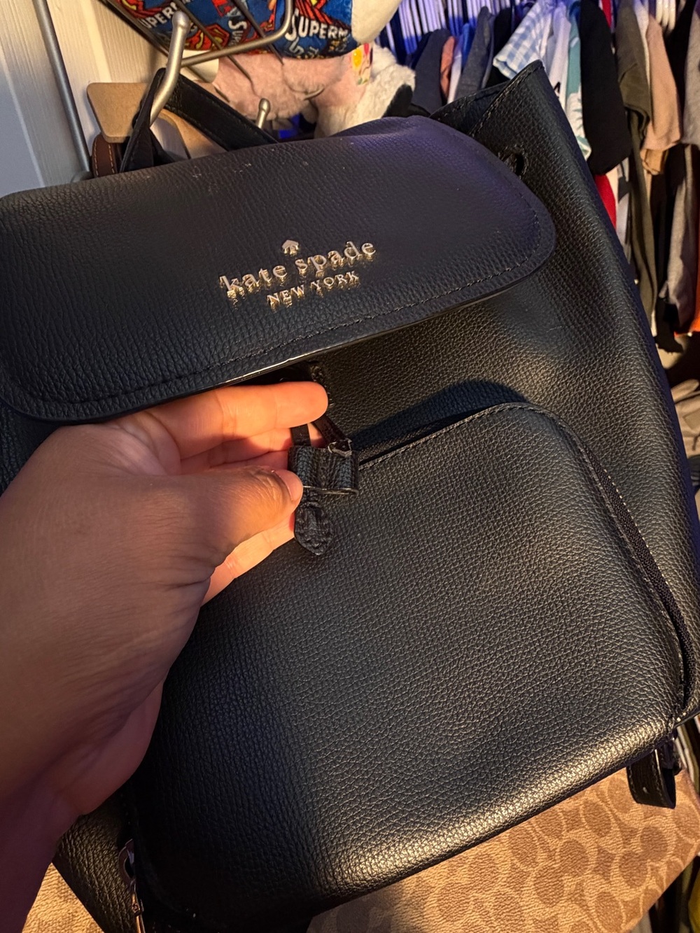 kate spade Black Pebbled Leather Drawstring Backpack - Picture 6 of 6